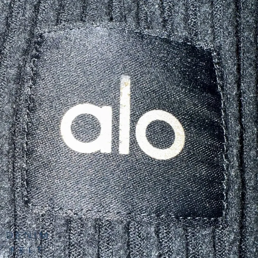 Alo Yoga Muse Hoodie Black Cropped Ribbed Lounge Sweatshirt XS Soft Plush Studio